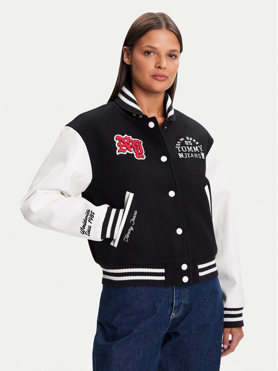 Tommy Jeans Tommy Jeans Μπόμπερ μπουφάν Varsity DW0DW21628 Μαύρο Regular Fit