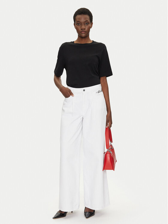 KARL LAGERFELD KARL LAGERFELD Blugi A2W10158 Alb Wide Leg