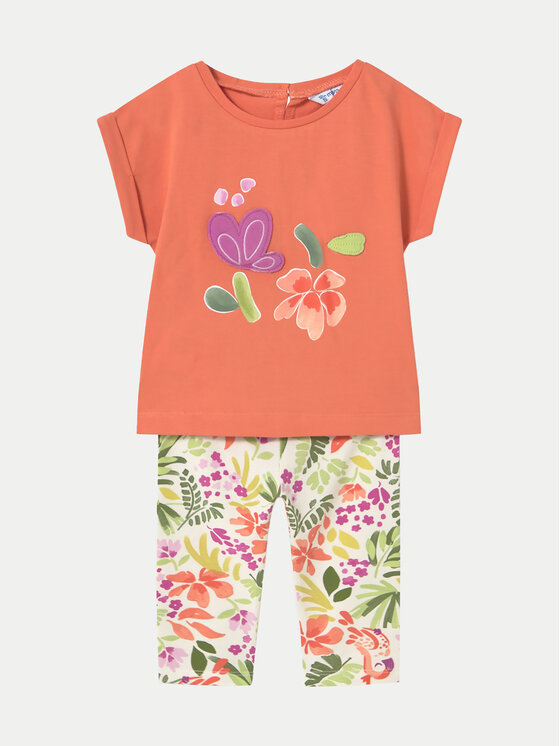 Mayoral Komplet t-shirt i legginsy 1738 Pomarańczowy Regular Fit