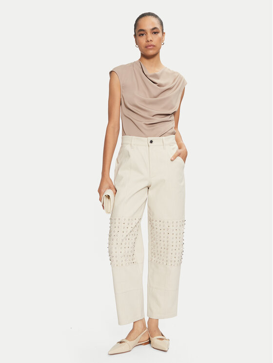 PINKO PINKO Hlače iz tkanine 104429 A284 Écru Regular Fit