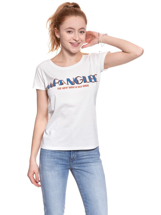 Wrangler Wrangler T-Shirt T-SHIRTS SS Biały Regular Fit