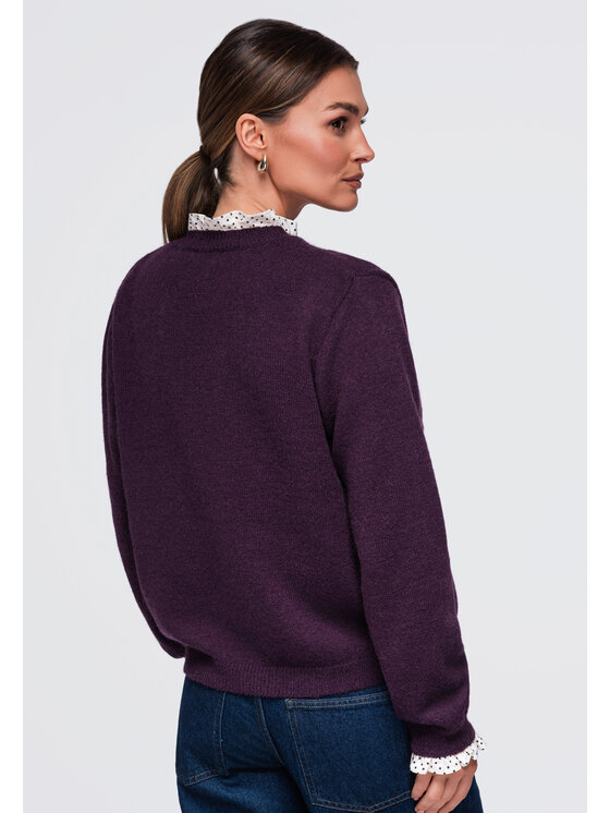 Ombre Ombre Kardigan OW-SW-E0008 Fioletowy Relaxed Fit