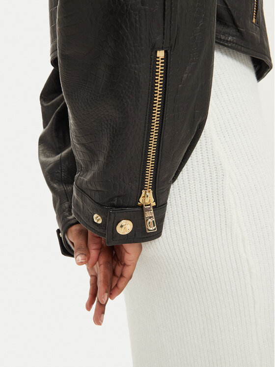 Just Cavalli Just Cavalli Μπουφάν δερμάτινο 77PAVP05 Μαύρο Regular Fit