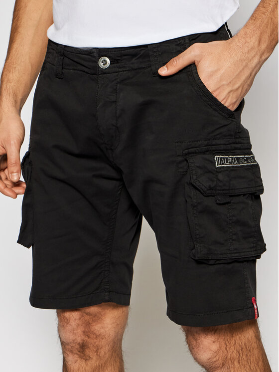 Alpha Industries Pantalon scurți din material Crew 176203 Negru Slim Fit