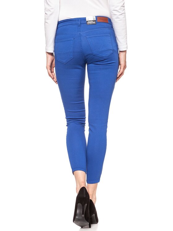 Wrangler Wrangler Spodnie materiałowe SKINNY CROP Niebieski Slim Fit