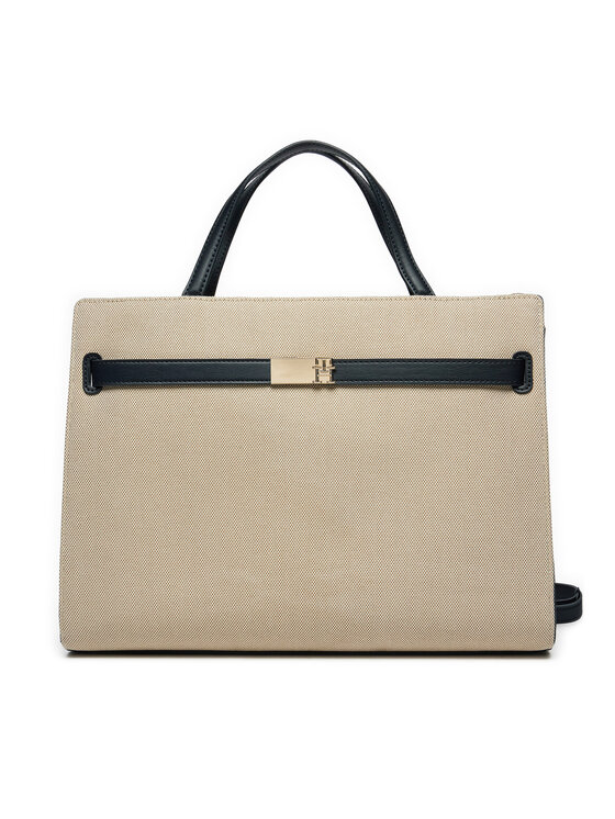 Geantă Tommy Hilfiger Th Heritage Workbag Sp Ca AW0AW17387 Bej