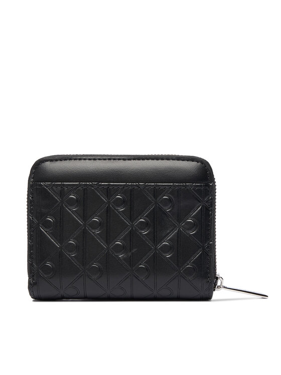 Calvin Klein Calvin Klein Maža Moteriška Piniginė Emblem Aop Embossed Zip Around LV04F1081G Juoda