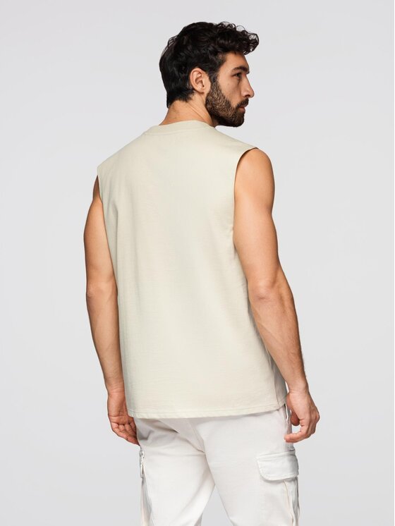 Ombre Ombre Tank top OM-TSTT-0243 Beżowy Loose Fit