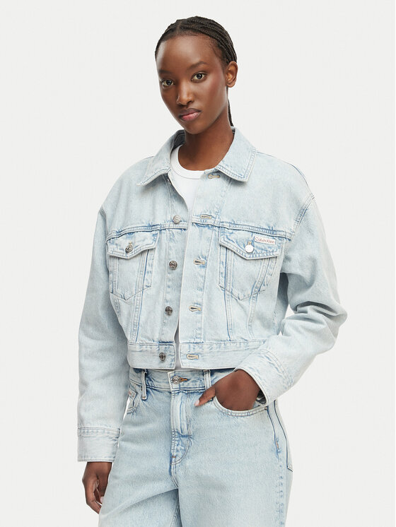 Calvin Klein Jeans Calvin Klein Jeans Jeansová bunda LV047F680G Modrá Cropped Fit