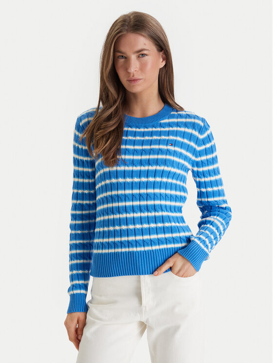 Tommy Hilfiger Tommy Hilfiger Pulover WW0WW47644 Modra Regular Fit