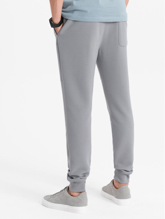 Ombre Ombre Spodnie dresowe OM-PASK-0129 Szary Regular Fit