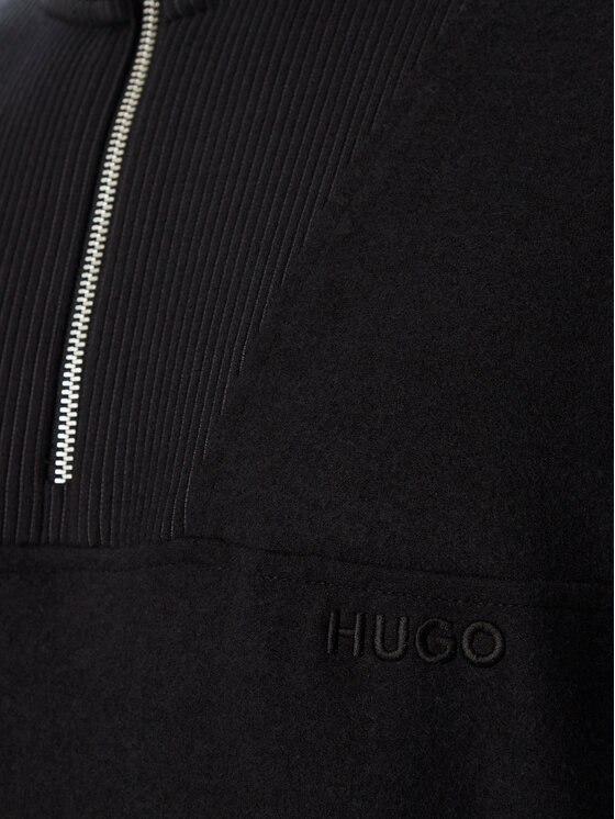 HUGO HUGO Majica dugih rukava Derenzip Half Zip 50568234 Crna Regular Fit