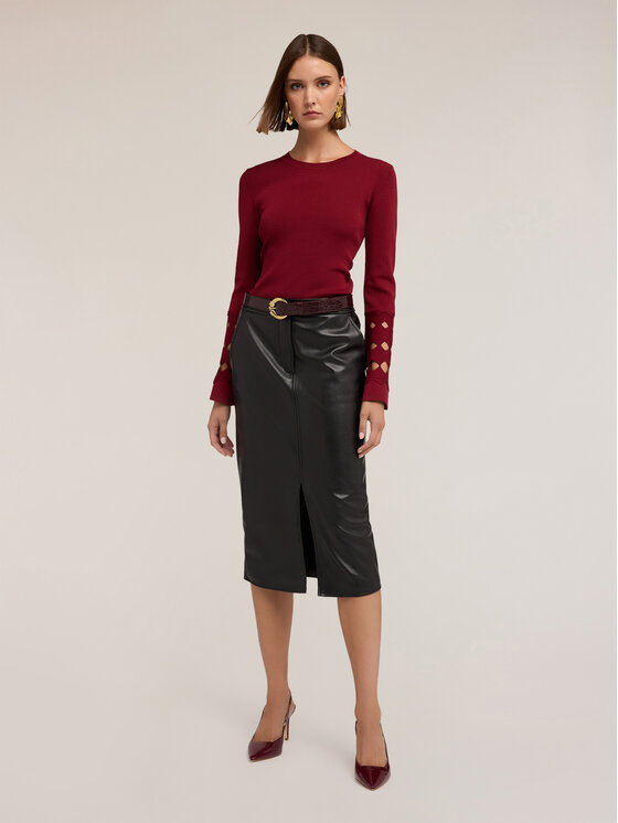 Motivi Motivi Sweter M379W003463N036 Bordowy Regular Fit