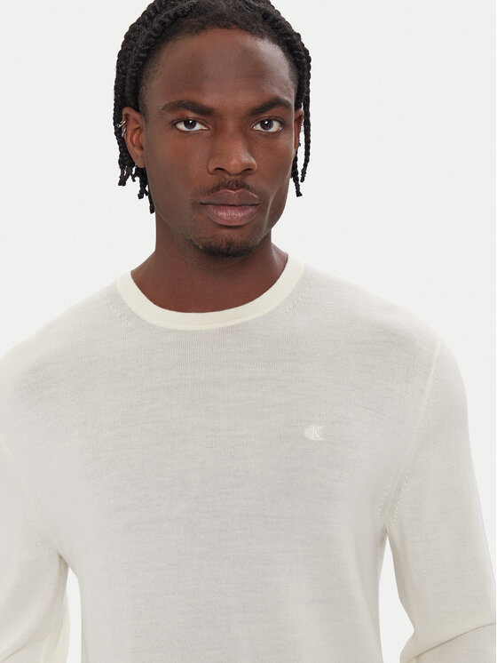 Calvin Klein Calvin Klein Sweter LV04LB305G Écru Regular Fit