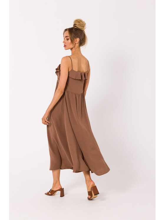 Made of Emotion Made of Emotion Letné šaty M743 Hnedá Premium Fit