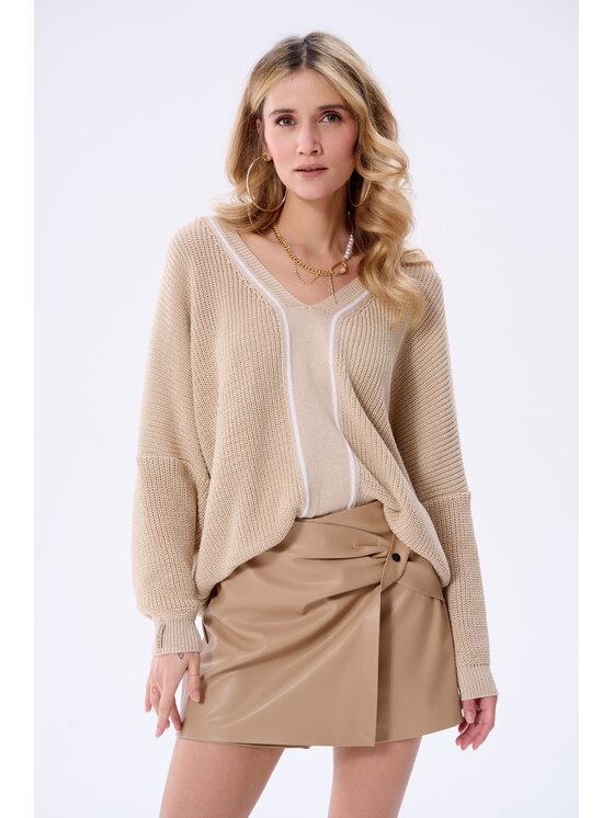 Sweter blue shadow, Rozmiar 36/38, Beżowy, Lyna