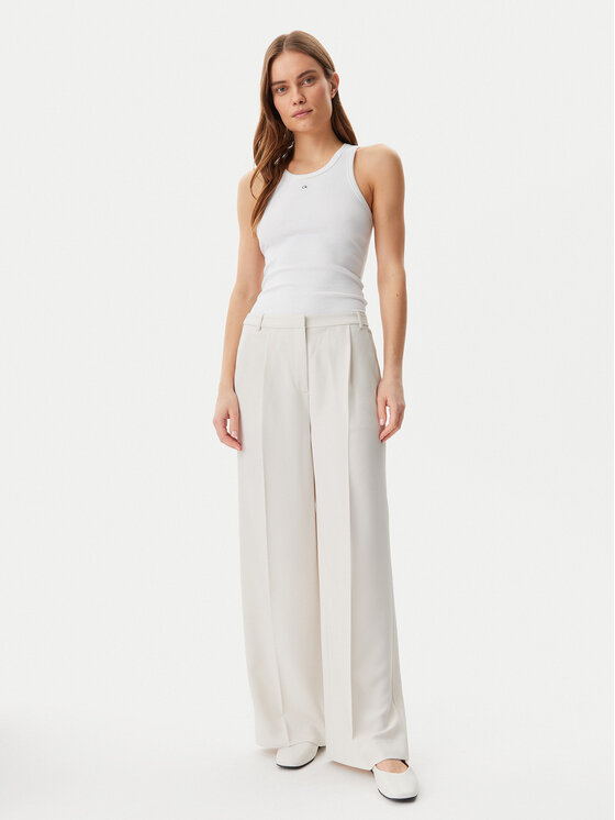 Calvin Klein Calvin Klein Kalhoty z materiálu Travel Twill K20K208214 Šedá Wide Leg