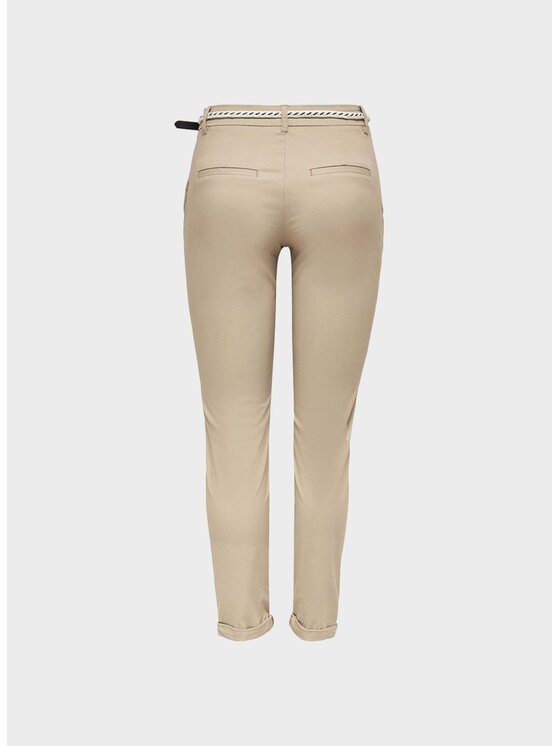 ONLY ONLY Pantaloni chino ONLBIANA MW COTTON BELTCHINO CC PNT Beige Regular Fit