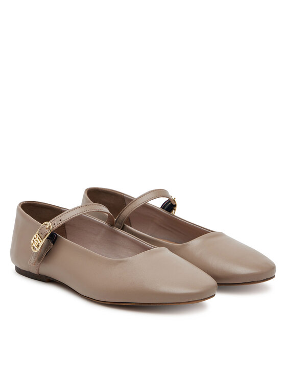 Tommy Hilfiger Tommy Hilfiger Ballerinas Leather Maryjane Ballerina FW0FW08651 Beige
