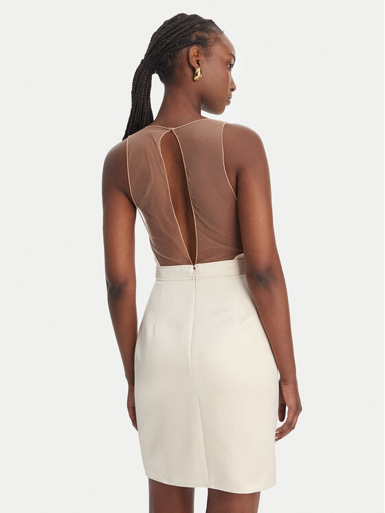 Elisabetta Franchi Elisabetta Franchi Коктейлна рокля TB-001-61E2-V550 Екрю Regular Fit