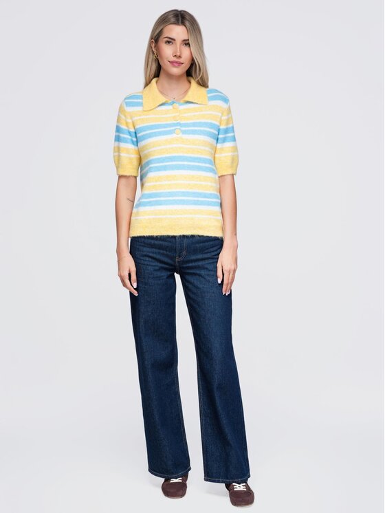 Ombre Ombre Sweter OW-SW-E0031 Żółty Relaxed Fit