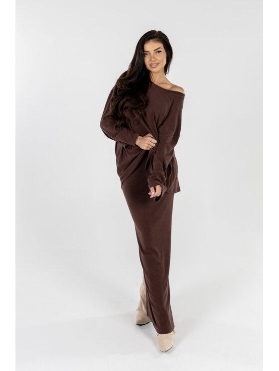 Agatha Studio Agatha Studio Komplet sweter i spódnica ołówkowa A26ZS-KS-K07 Brązowy Slim Fit