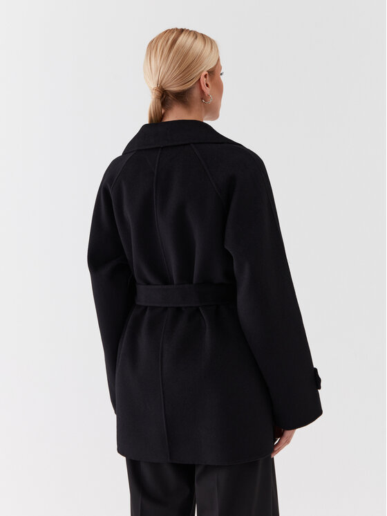 Tommy Hilfiger Tommy Hilfiger Palton de lână WW0WW39408 Negru Relaxed Fit