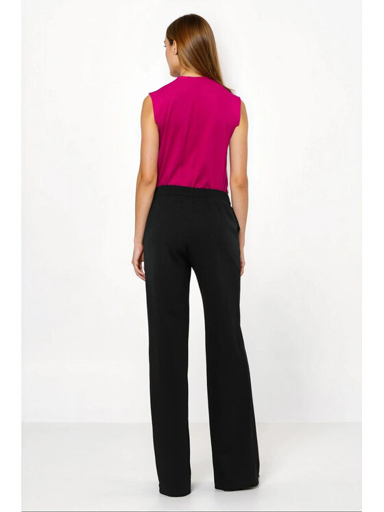 NIFE NIFE Kalhoty z materiálu SD131 Černá Loose Fit
