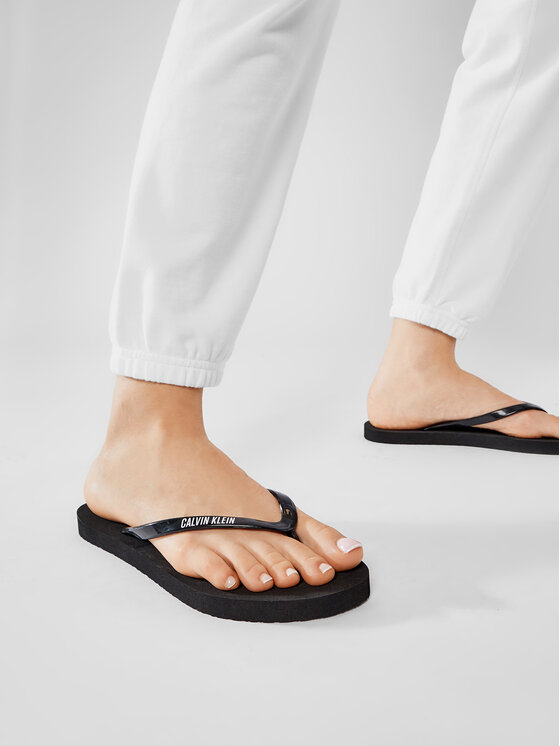 Calvin Klein Swimwear Calvin Klein Swimwear Šlepetės per pirštą FF Sandals KW0KW01032 Juoda
