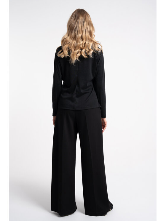 CLICK CLICK Spodnie materiałowe 30-367 Czarny Wide Fit