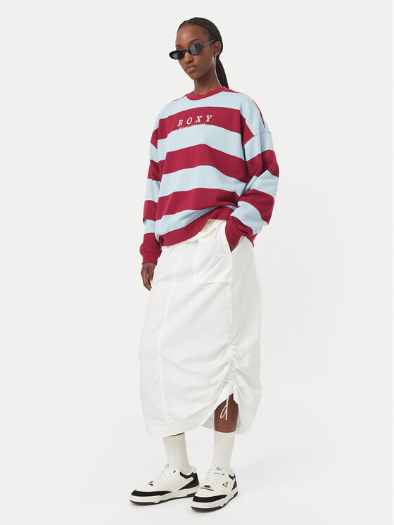 Roxy Roxy Bluza Strictly Stripes ERJFT05071 Bordowy Regular Fit