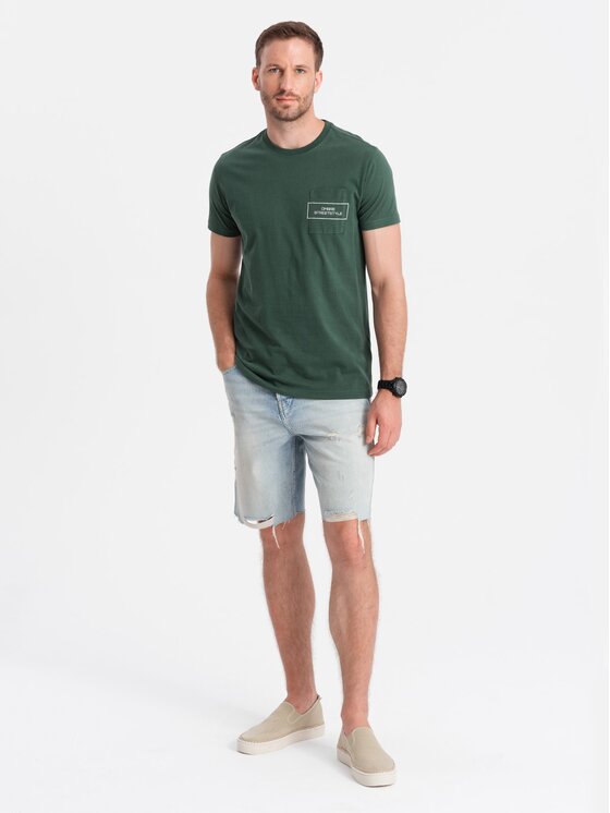 Ombre Ombre T-Shirt OM-TSCT-0108 Zielony Regular Fit
