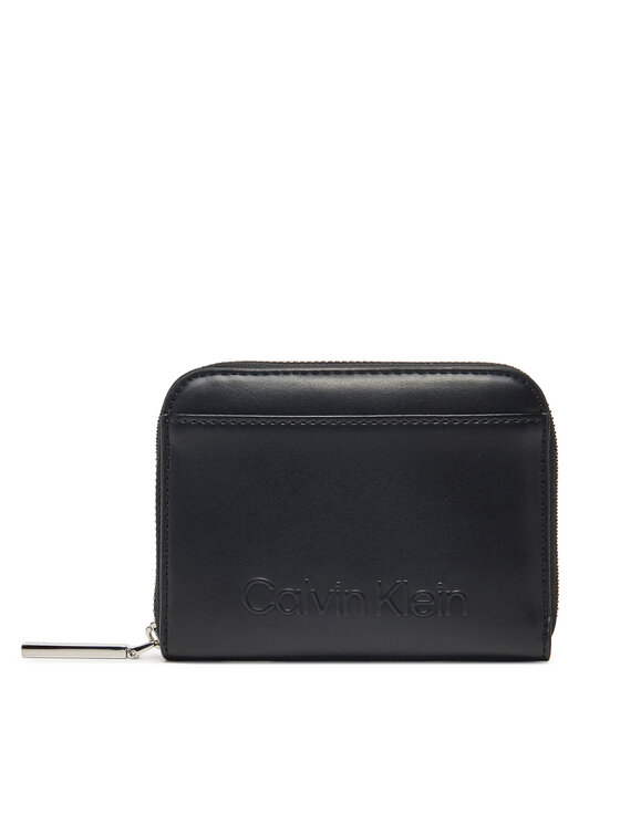 Calvin Klein Calvin Klein Moteriška piniginė Embossed Logo Medium Zip Around K60K612965 Juoda