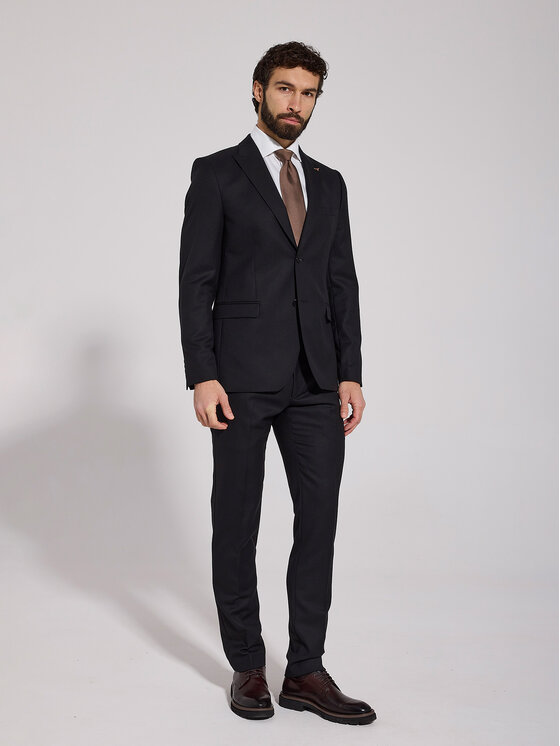VILLARO VILLARO Garnitur GAR230VIM Czarny Slim Fit