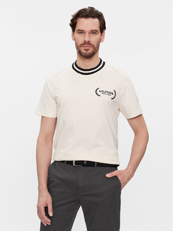Tommy Hilfiger Tommy Hilfiger Tričko Laurel MW0MW33681 Béžová Regular Fit