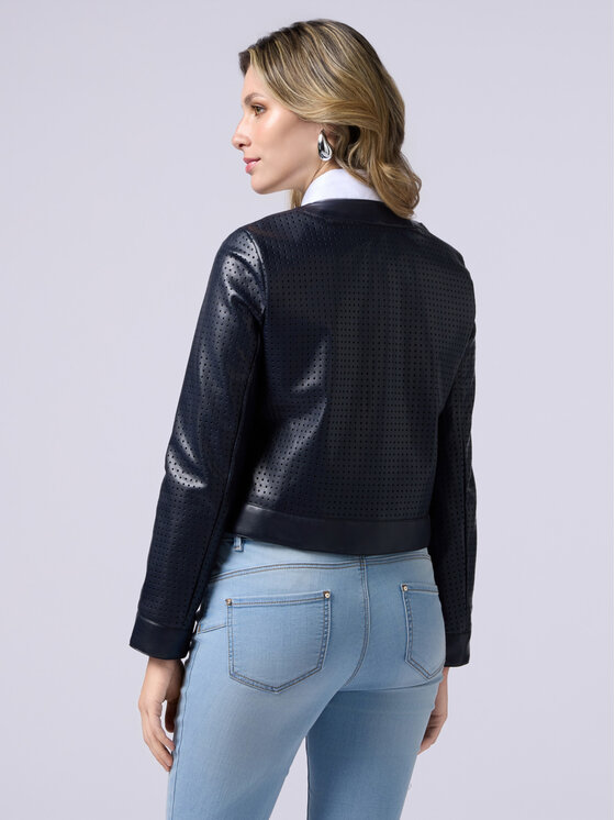 Oltre Oltre Kurtka z imitacji skóry R355R102172N034 Niebieski Cropp Fit