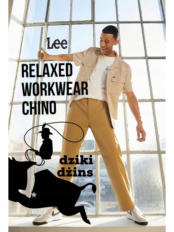 Lee Lee Jeansy Relaxed Workwear Chino Brązowy Chino Fit