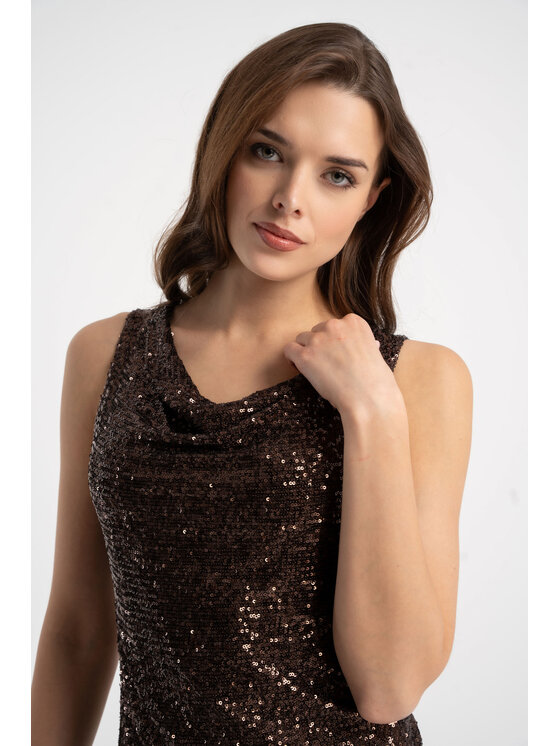 CLICK CLICK Bluzka 10-6965 Brązowy Fitted Fit