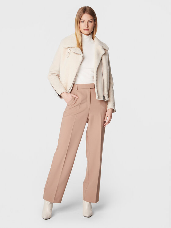 Peserico Cappotto in shearling S21334C03 Ecru Regular Fit Modivo