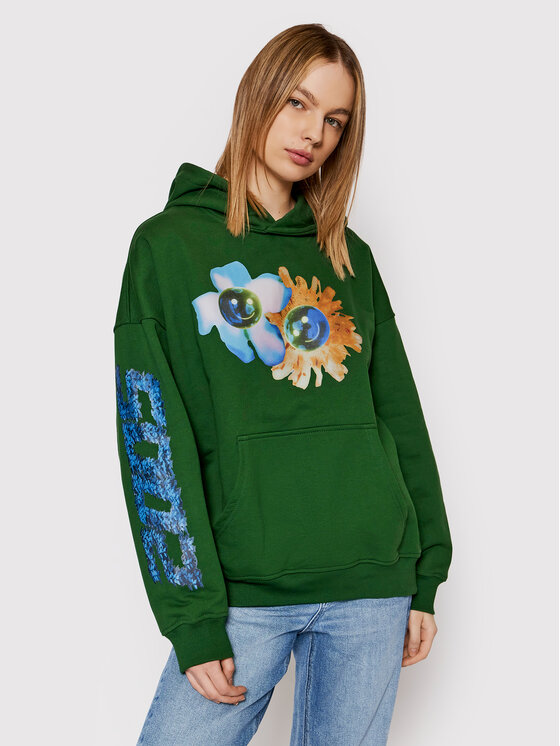 Felpa Unisex Flower Globe Verde Regular Fit