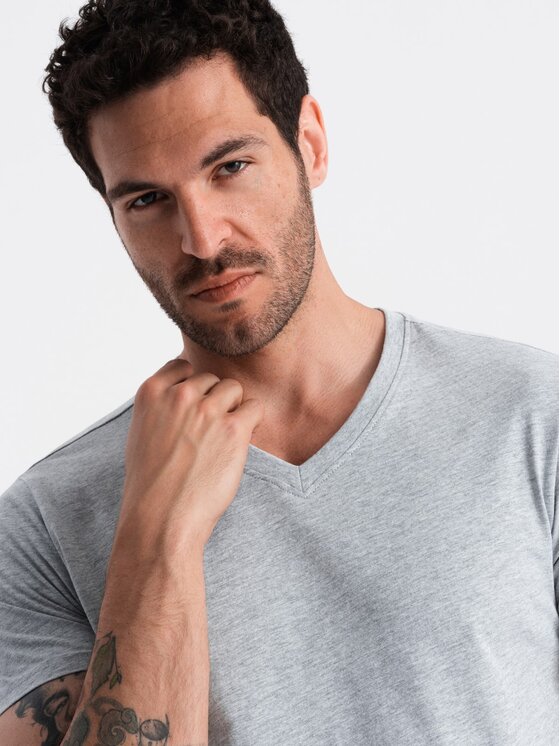 Ombre Ombre T-Shirt OM-TSBS-0145 Šedá Regular Fit