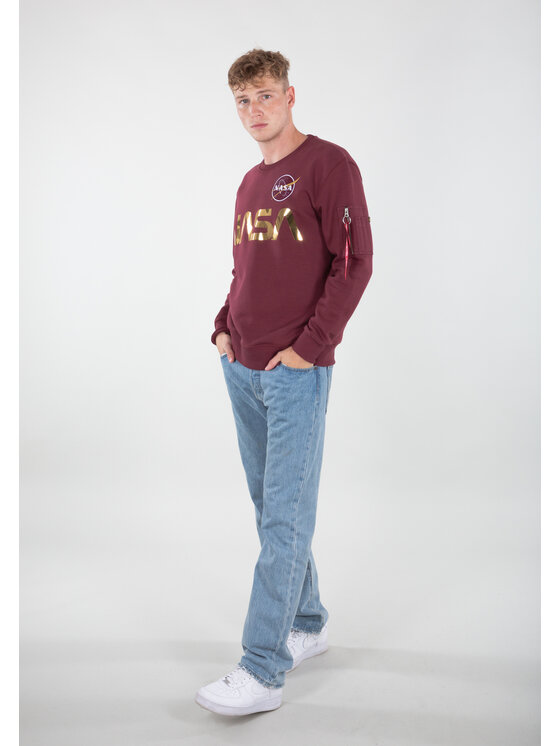 Alpha Industries Alpha Industries Bluza NASA Reflective Sweatshirt Bordowy Regular Fit