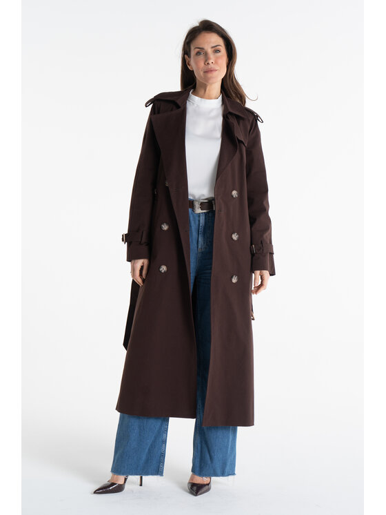 Salme Salme Prechodný kabát Adrianna maxi Hnedá Regular Fit