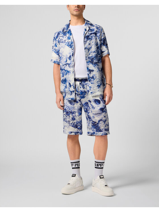 PHILIPP PLEIN PHILIPP PLEIN Szorty materiałowe 29795 Granatowy Regular Fit
