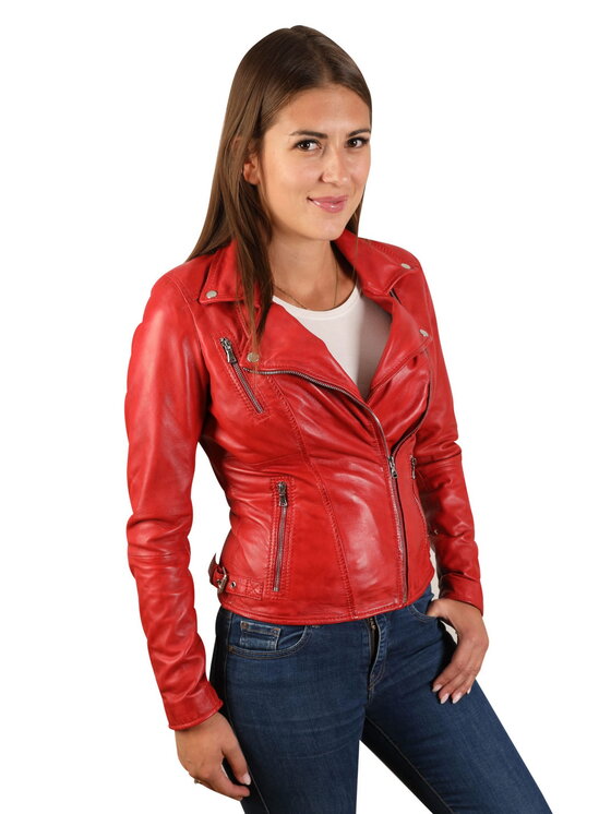 David Ryan David Ryan Kurtka skórzana Gina Czerwony Regular Fit