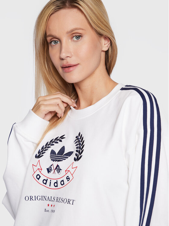 adidas adidas Mikina Graphic HL6558 Bílá Loose Fit
