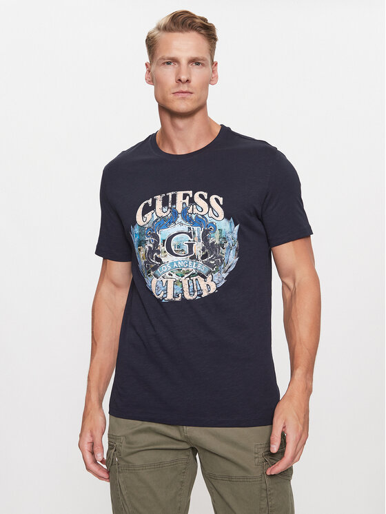 Guess T-shirt M3BI70 K6XN4 Tamnoplava Slim Fit