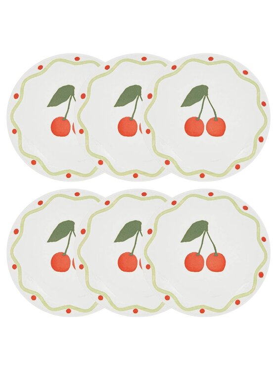 MIAhome MIAhome Komplet talerzy 6 szt. porcelanowych deserowych Cherry Biały
