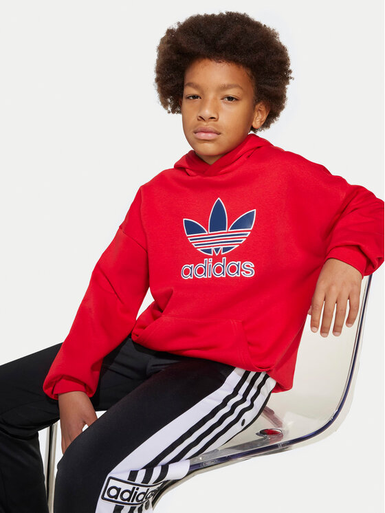 adidas adidas Bluza Trefoil JV8652 Czerwony Loose Fit