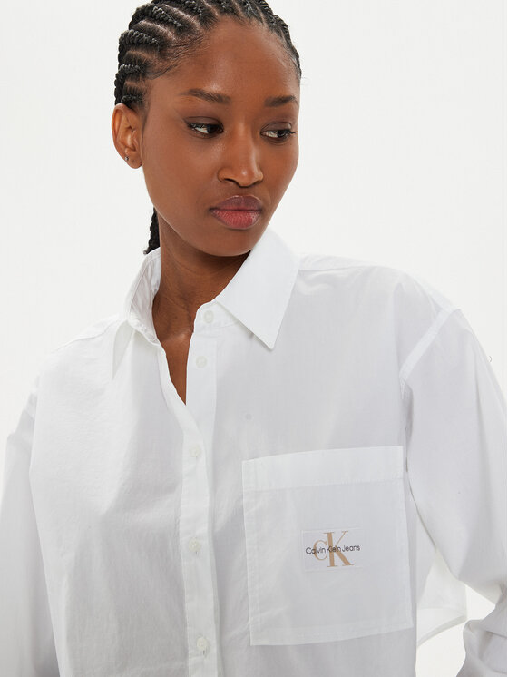 Calvin Klein Jeans Calvin Klein Jeans Camicia J20J222614 Bianco Cropped Fit